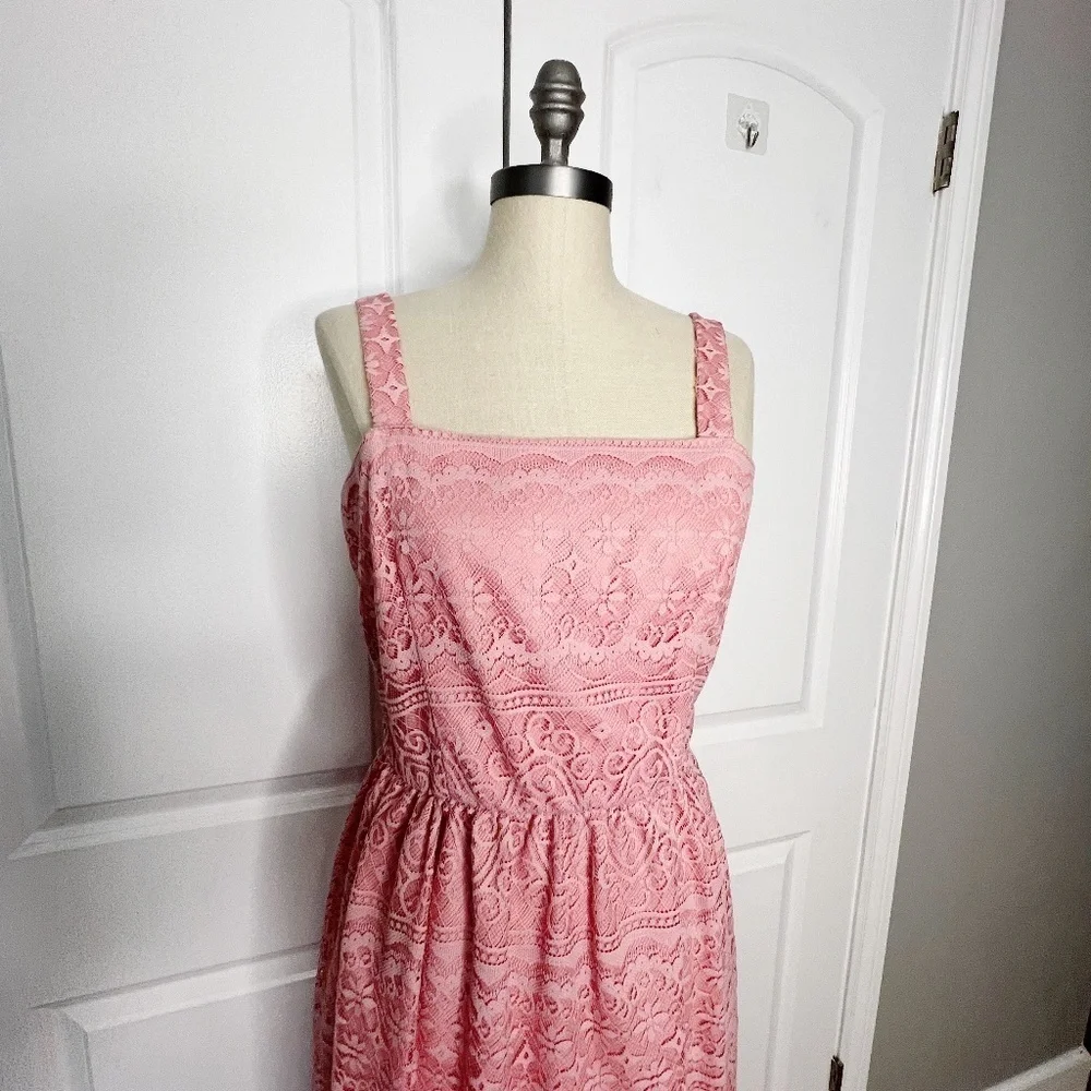 Vintage Pink Lace Maxi Dress with Matching Jacket Formal Evening Gown Set Pink